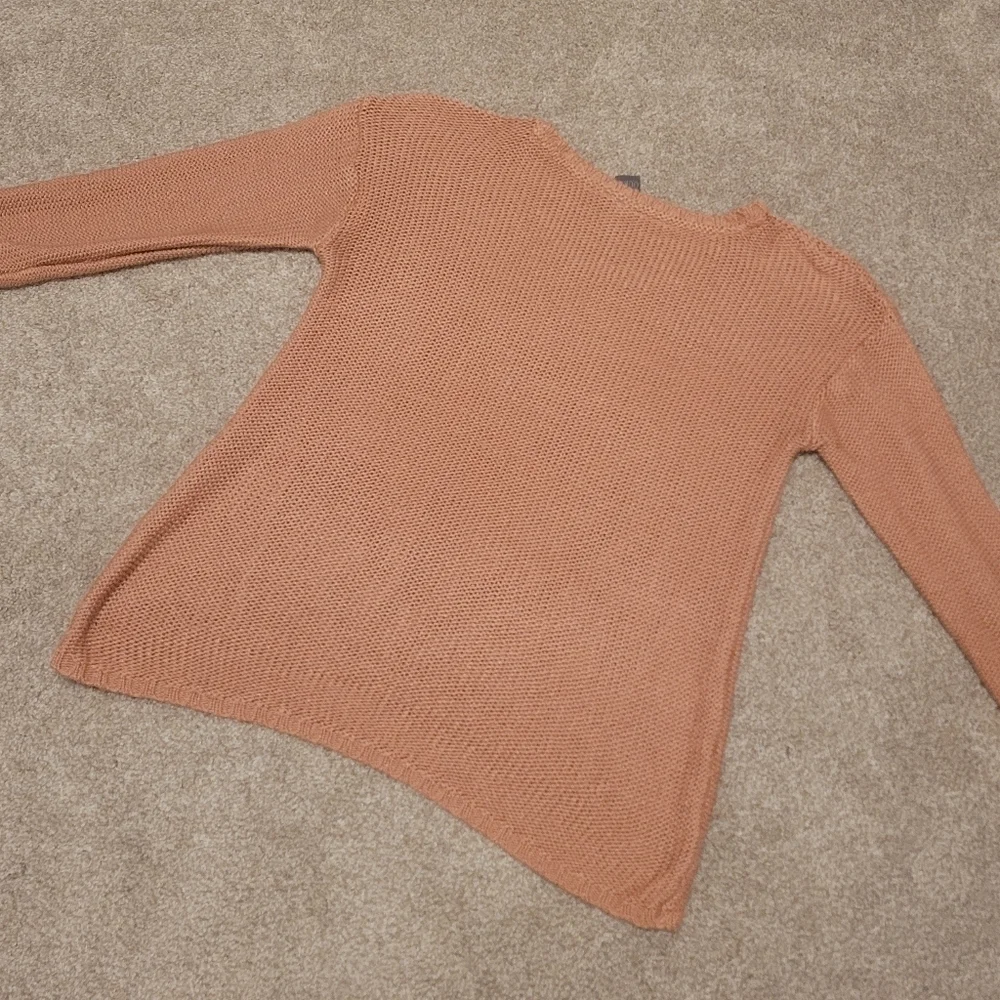 Quinn Women's Peach Knit Crochet Sweater Size Medium